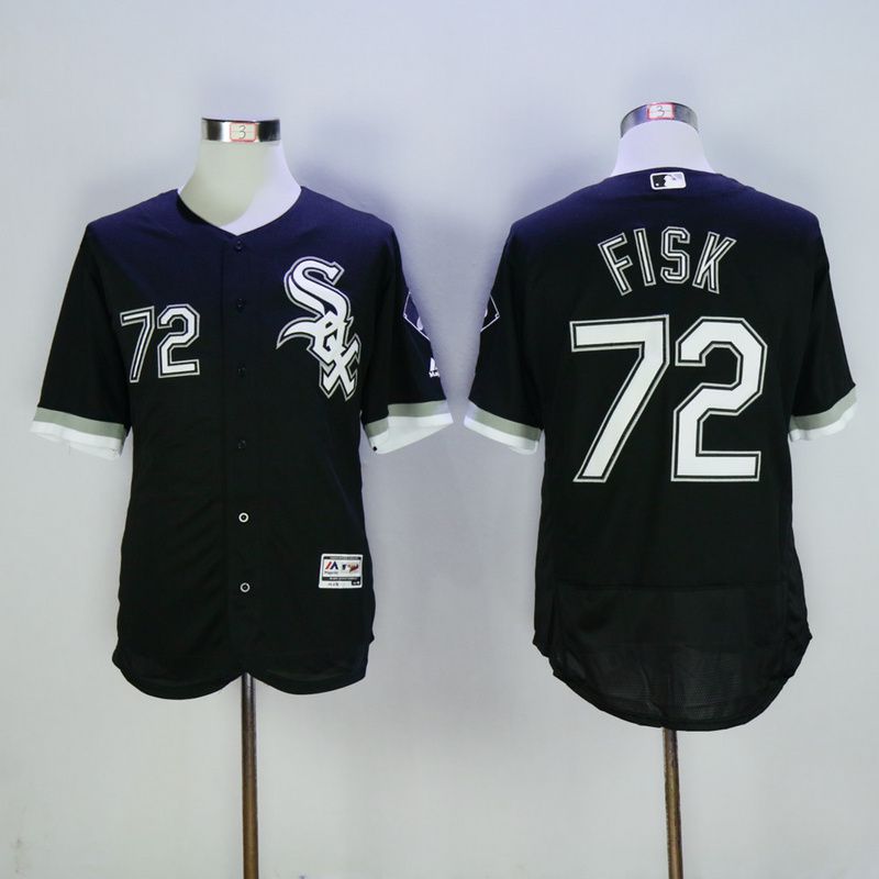 Men Chicago White Sox #72 Fisk Black MLB Jerseys->chicago white sox->MLB Jersey